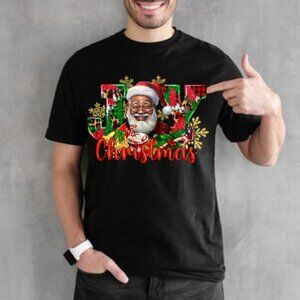 Joy Black S4nt4 Christmas Winter Funny Sublimation T-Shirt